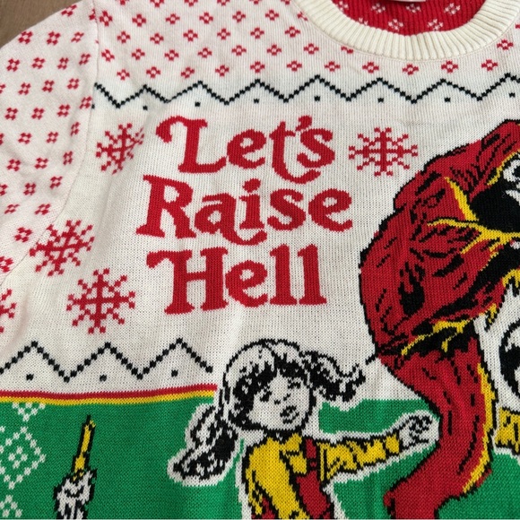 Steven Rhodes Sweater Men XL Let's Raise Hell Sacrifice Summon Demon Ritual Evil - Picture 8 of 12